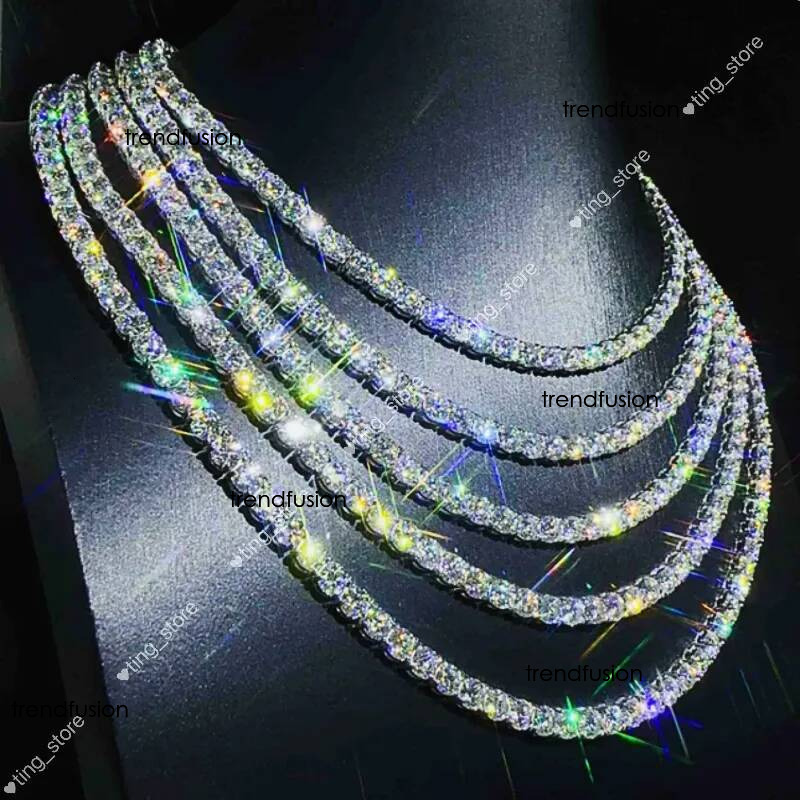 necklace moissanite chain Custom Sier Real White 5mm Moissanite Dia Tennis Gold Chain Necklace