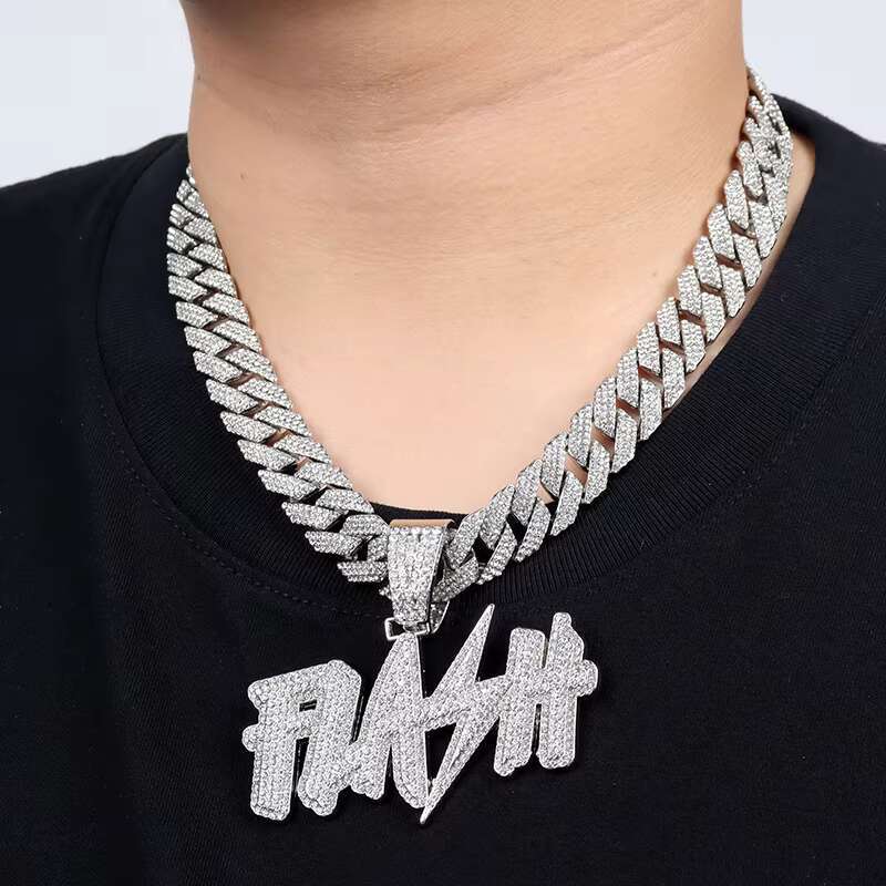Custom Sier Men Cuban Chains Pendant Necklace Fashion Chokers Hip Hop Jewelry Collier Inoxydables