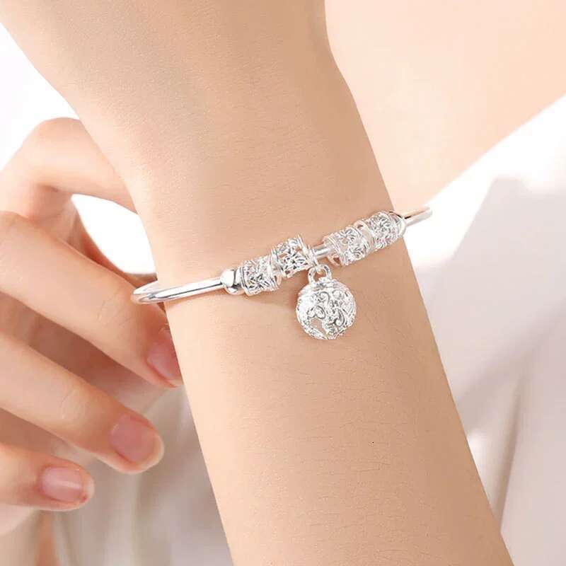 Fashion Sterling Sier Adjustable Bracelets For Women Designer Bell Pendant Ball Bracelet Bangle Charms Jewelry Gift