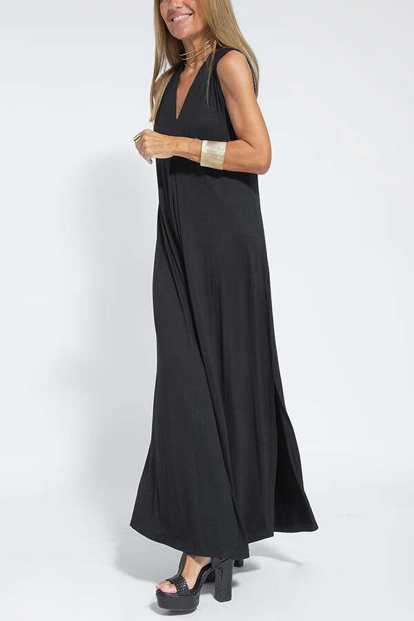 White Dress Maxi Dress New Solid Color Pullover V-Neck Dress Cardigan Jacket Set For Women KQ