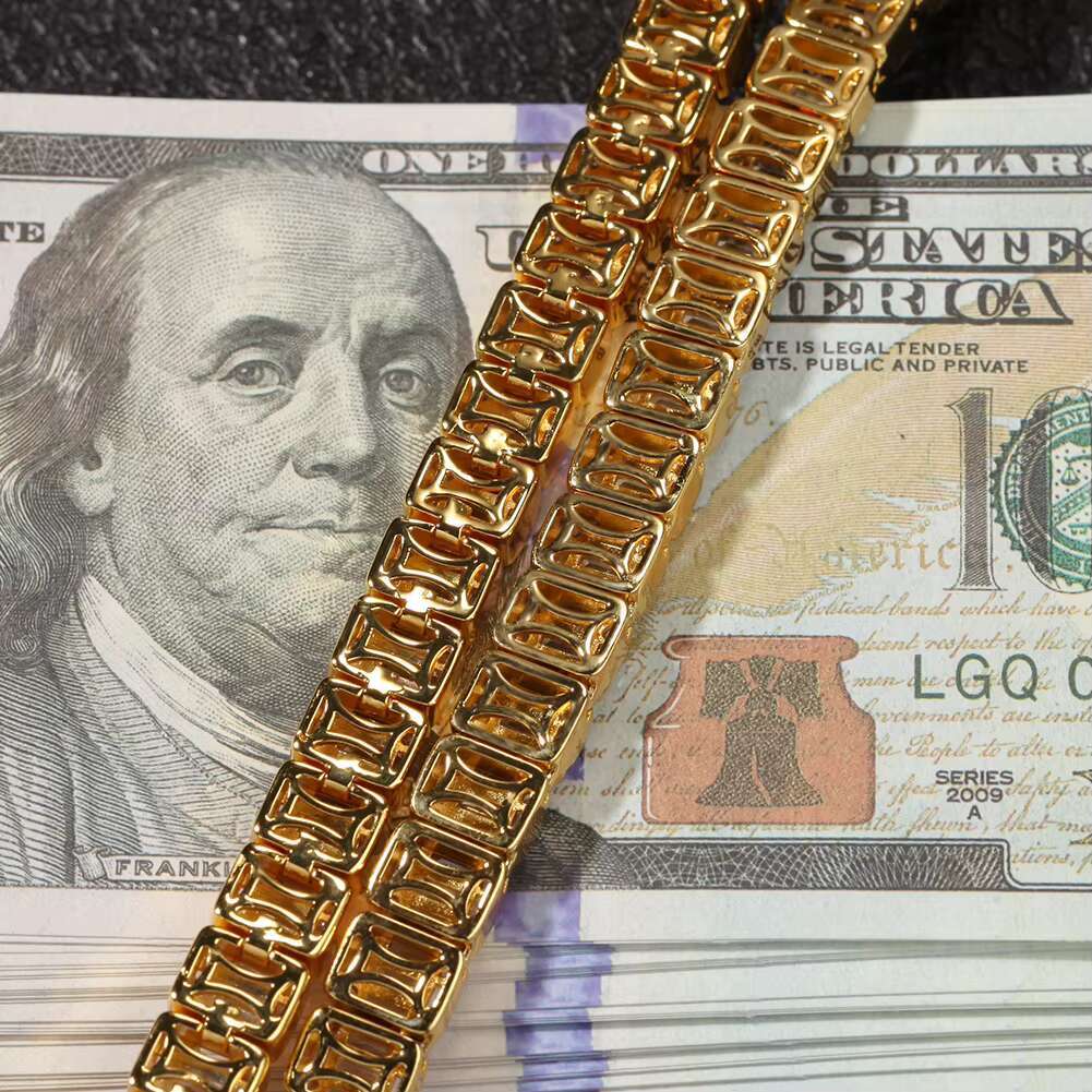 Hip Hop Men's Jewelry Iced Out CZ Baguette Sier square Tennis Chain Copper Man Necklace