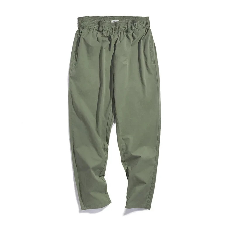 Maden Mens Casual Cotton Dad Pants Regular Straight Fit Solid Khaki With Elasticated Waist 4 Colors 250515