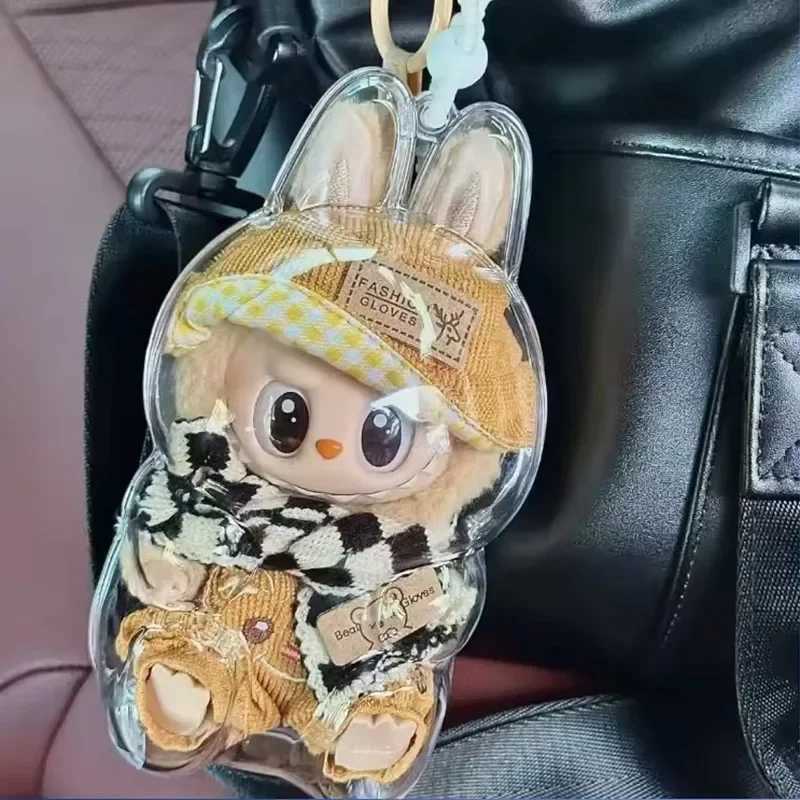 Labubu Transparent Protective Doll Display Bag II Mini Portable Box for Stuffed Toys Clear PVC Storage Case Free shipping