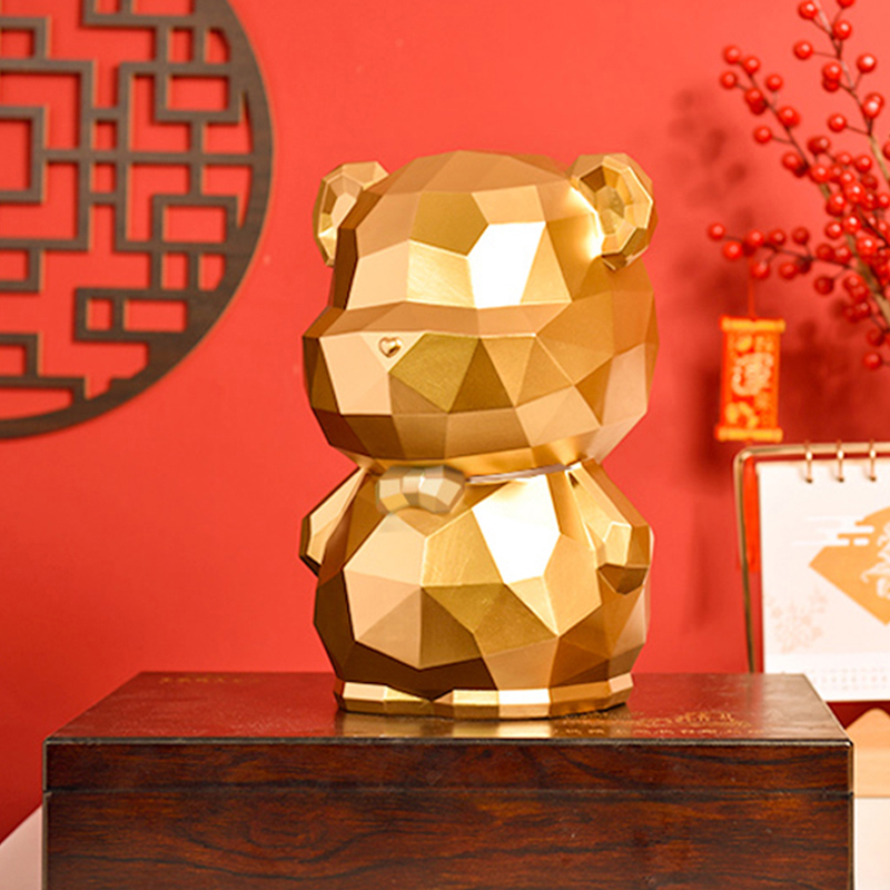 Golden standing gem bear creative piggy bank