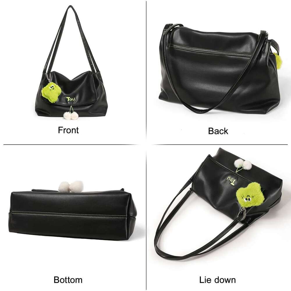 TOUTOU Tote Doll Pendent Large Capacity PU Leather Handbag Shoulder Women Bag Back To School Valentine's Day Gift