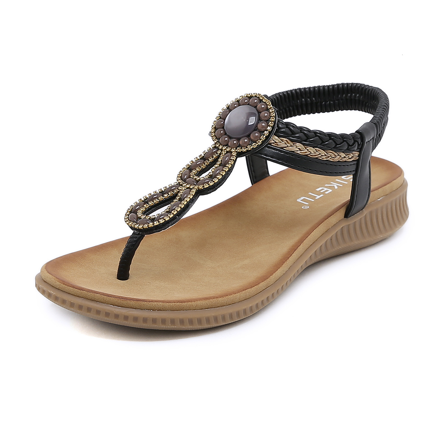 Top quality Brand High Quality New Style Free Delivery Designer Bag 2025 New Sandals Bohemian Water Diamond Comfortable Round Head Beach Vacation Larg