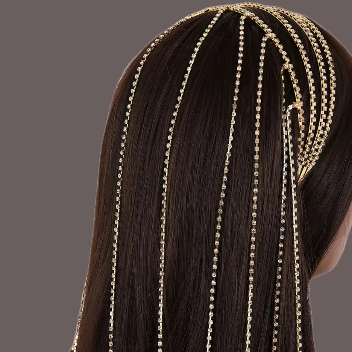 Diamond tassel personality style multi-layer headband Europe and America exaggerated rhinestone tassel temperament headband fash 250509