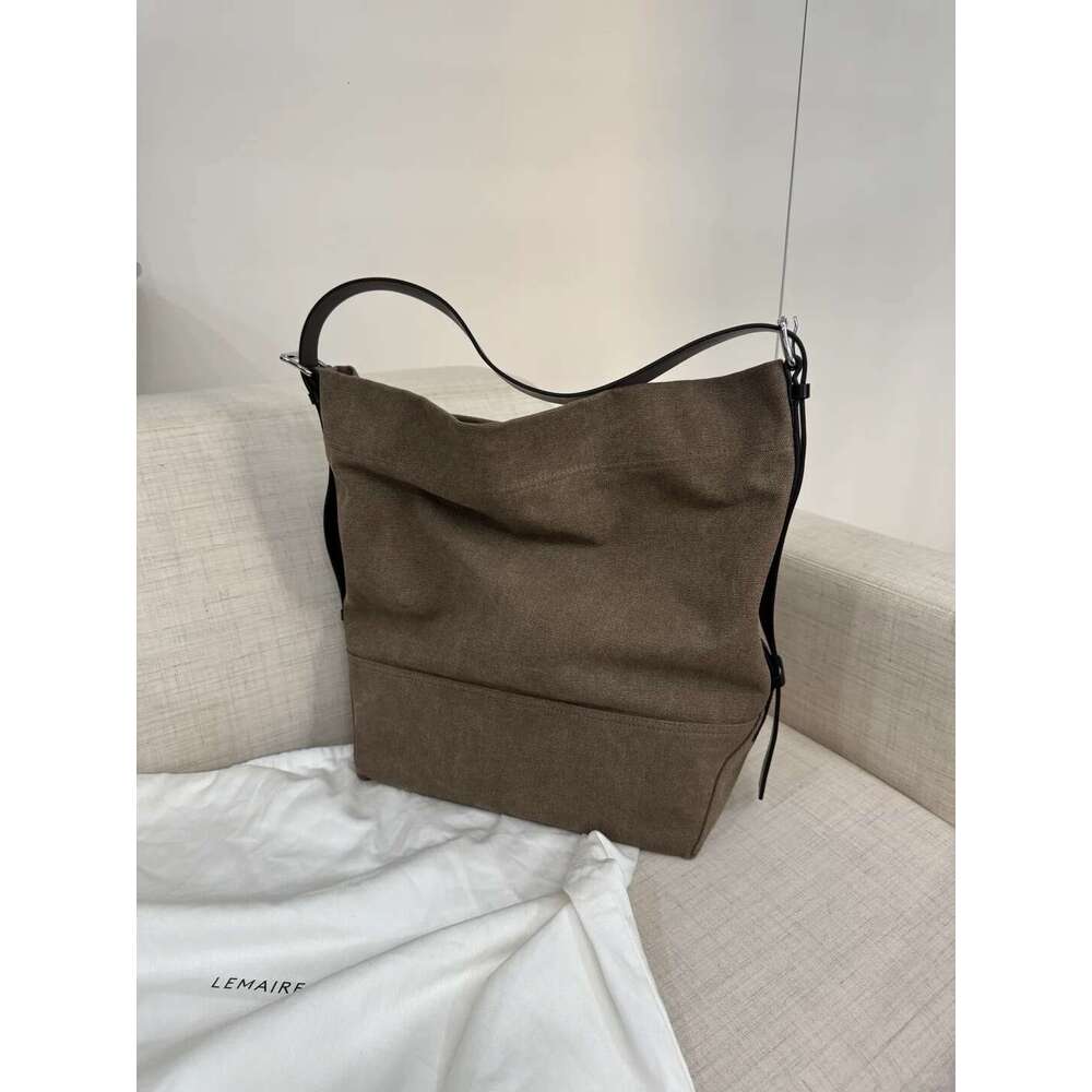 Tote Bag Spring New Jennie Same Style Lemai E Canvas Large Capacity Tote Commuter Single Shoulder Crossbody Bag KQ