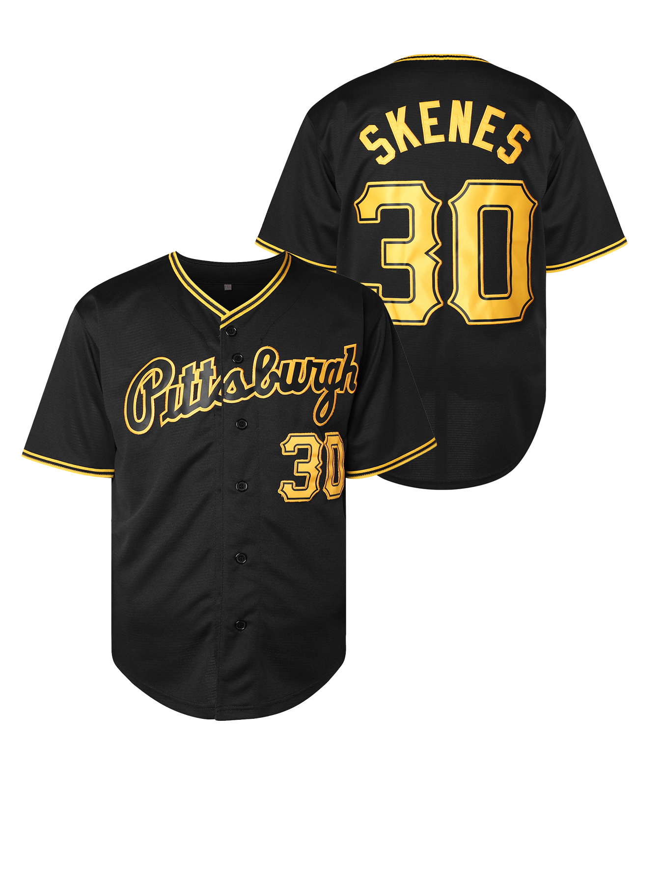 SKENES 30 PGH In Stock Wholesale Baseball Jeresys PITTSBURGH Quick Drying Moisture Conducting ,Quick Dry No Ironing ,Lightweight Black White Yellow