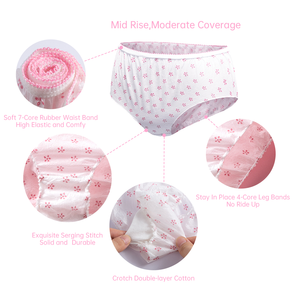 7Pcs/Set Travel Portable Disposable Non Woven Briefs Women Hotel Spa Wash-Free Panties Menstruation Underwear Emergency Underpants Individual Wrapp