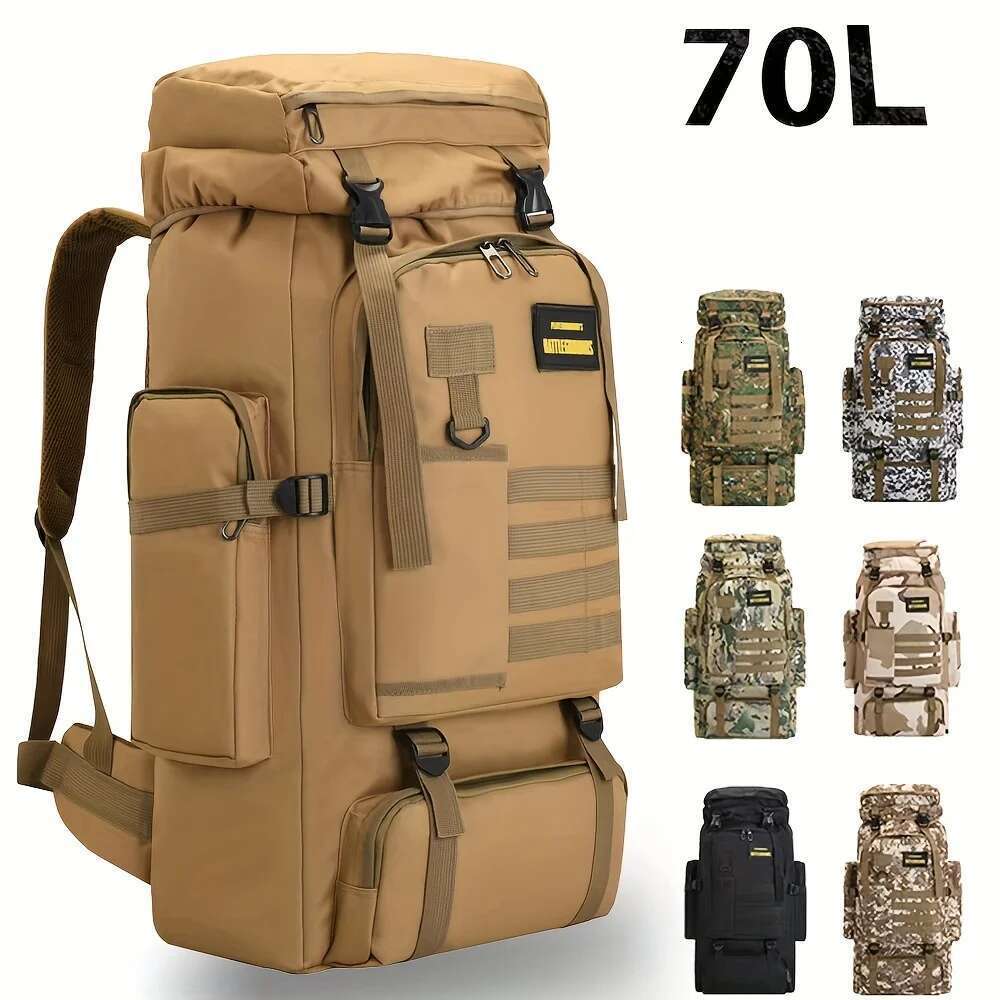 70L Camping Backpack Mountaineering For Men Travel Outdoor Sport Molle Rucksack Hunting Shoulder Lage Large Bag