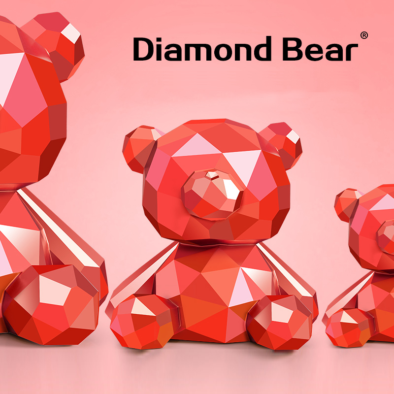 Red sitting geometric bear piggy bank