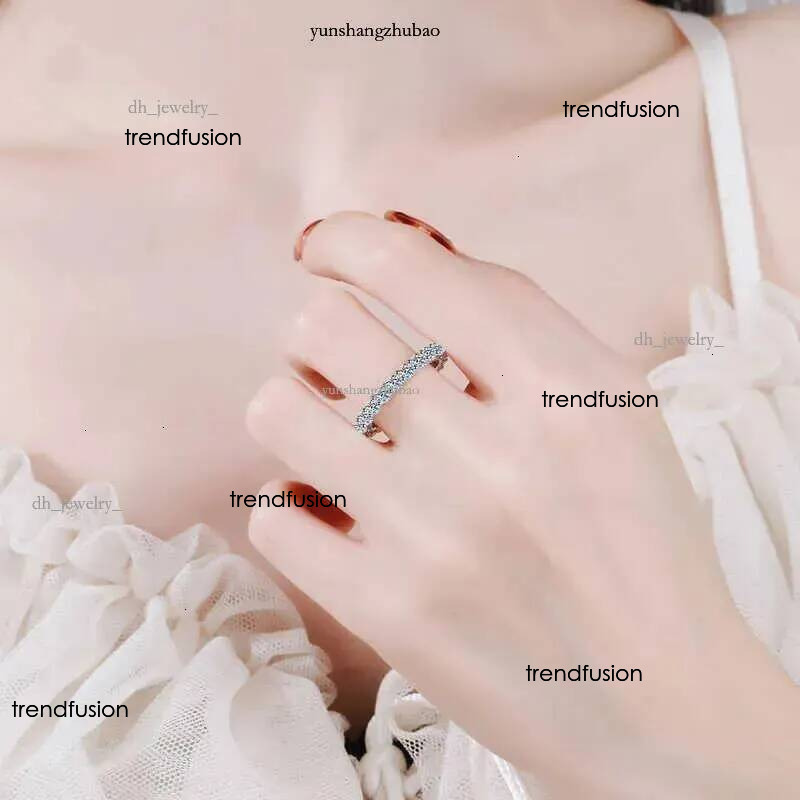 Band 22 Ct Full Moissanite Row For Women Sterg Sier D White Gold Dia Rings Eternity Wedding Fine Jewelry