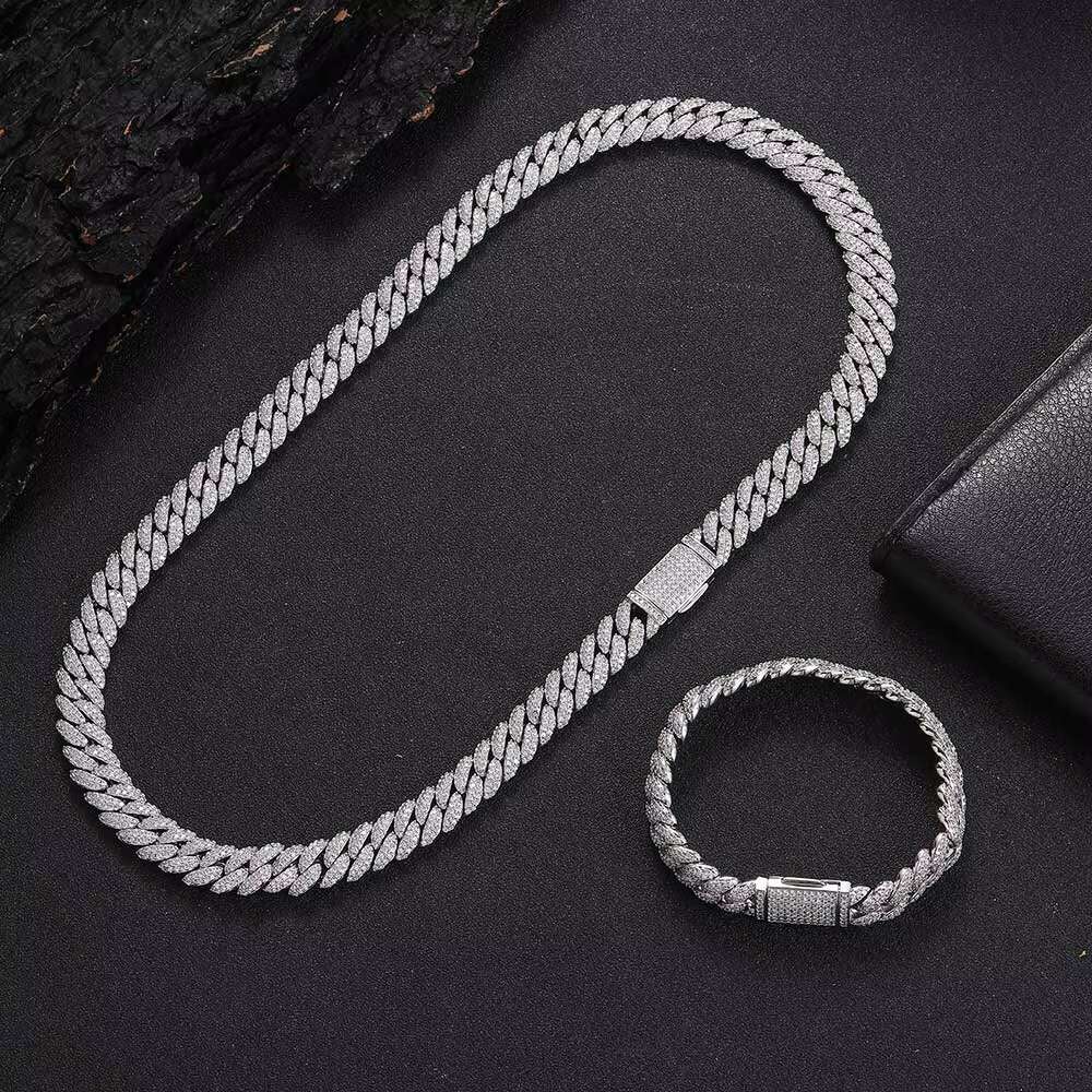 Nuoya 10mm Diamond Cuban Link Chain 18K Gold Plated Iced Out Miami Cuban Chain Necklace for Men Women