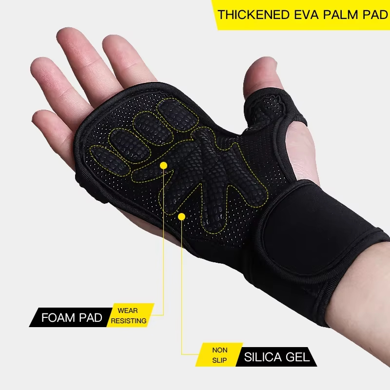 Weight Lifting Training Gloves with Wrist Support Workout Gloves Adjustable Cycling Gloves Non Slip for Gymnastics Pull Ups Hard Pull Iron Gloves with