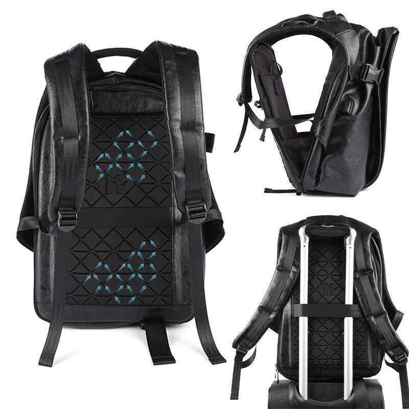 MOYYI Leather For Men 15.6 Inch Laptop Waterproof Business Rucksack Anti Theft Travel Backpack Large Capacity