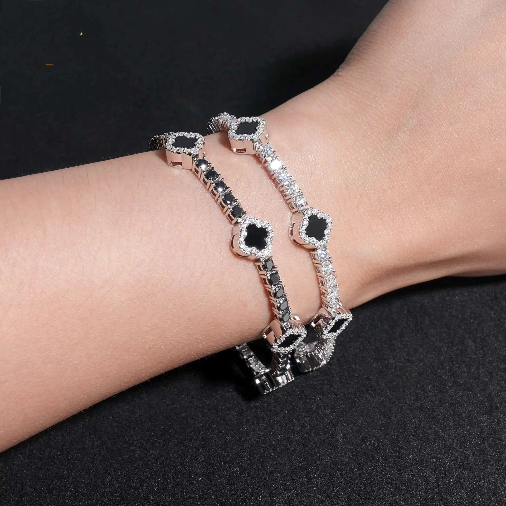 XG Fine Jewelry Lucky Clover Bracelet S925 Silver Gold Plated VVS Moissanite Cuban Bracelet with GRA Certificate