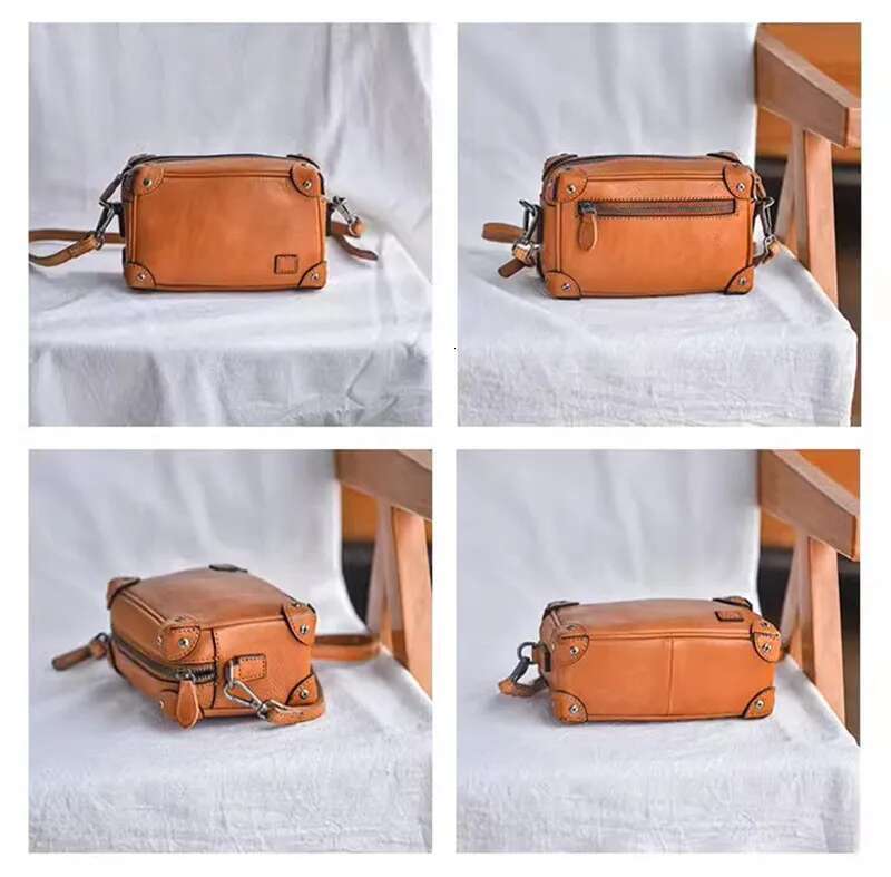 Vintage Designer Handmade First Layer Cowhide Women's Shoulder Weekend Outdoor Daily Genuine Leather Crossbody Bag
