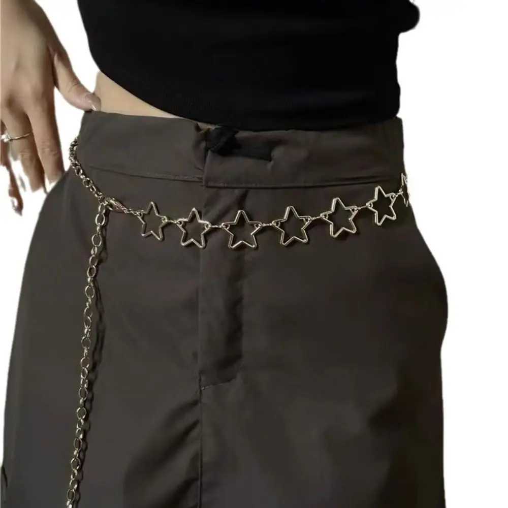 Punk Style Metal Waist Belts Retro Decorative Hollow Out Stars Dress Waist Chain Clothing Accessories Chain Belt Y250515