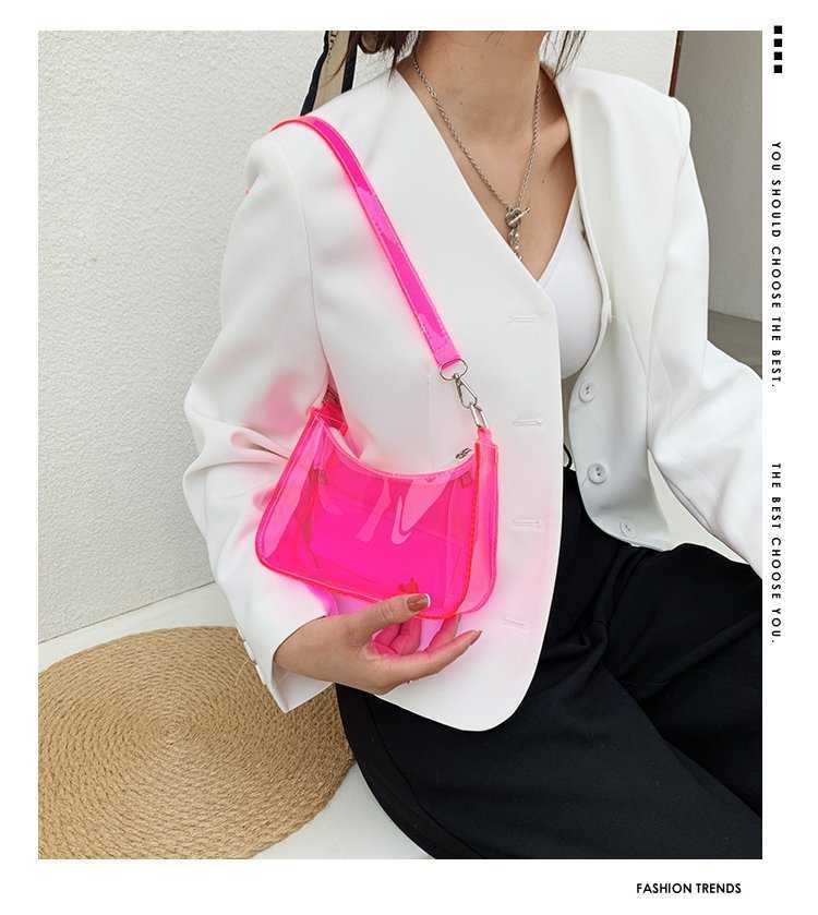 Transparent Bag Womens New Trendy Korean Version Fashion Jelly Bag Famous And Stylish One Shoulder Armpit Bag