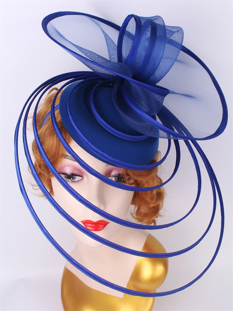 Big Fascinator Hat Royal Ascot Pillbox Caps Wedding Mesh Headpiece Women Party Banquet Chapeau Cap Headband Ladies Millinery 250514