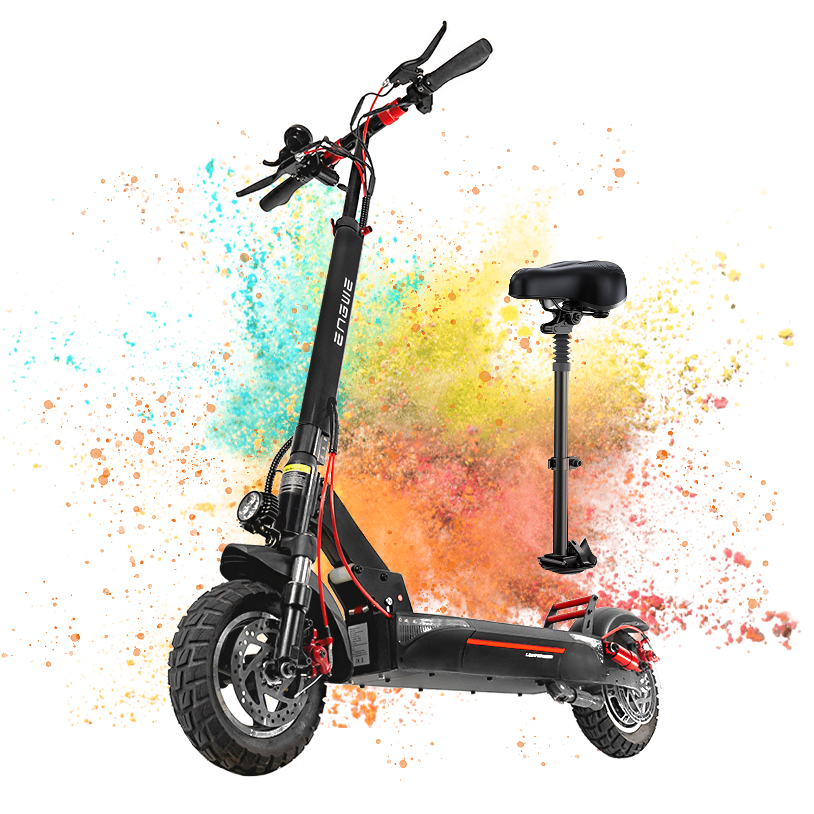 EU Stock ENGWE Y600 10 inch Electric Scooter with Removable seat 830W Motor Folding e-Scooter 48v 18.2AH Battery 28mph Max Speed 40Mi Long range Full 
