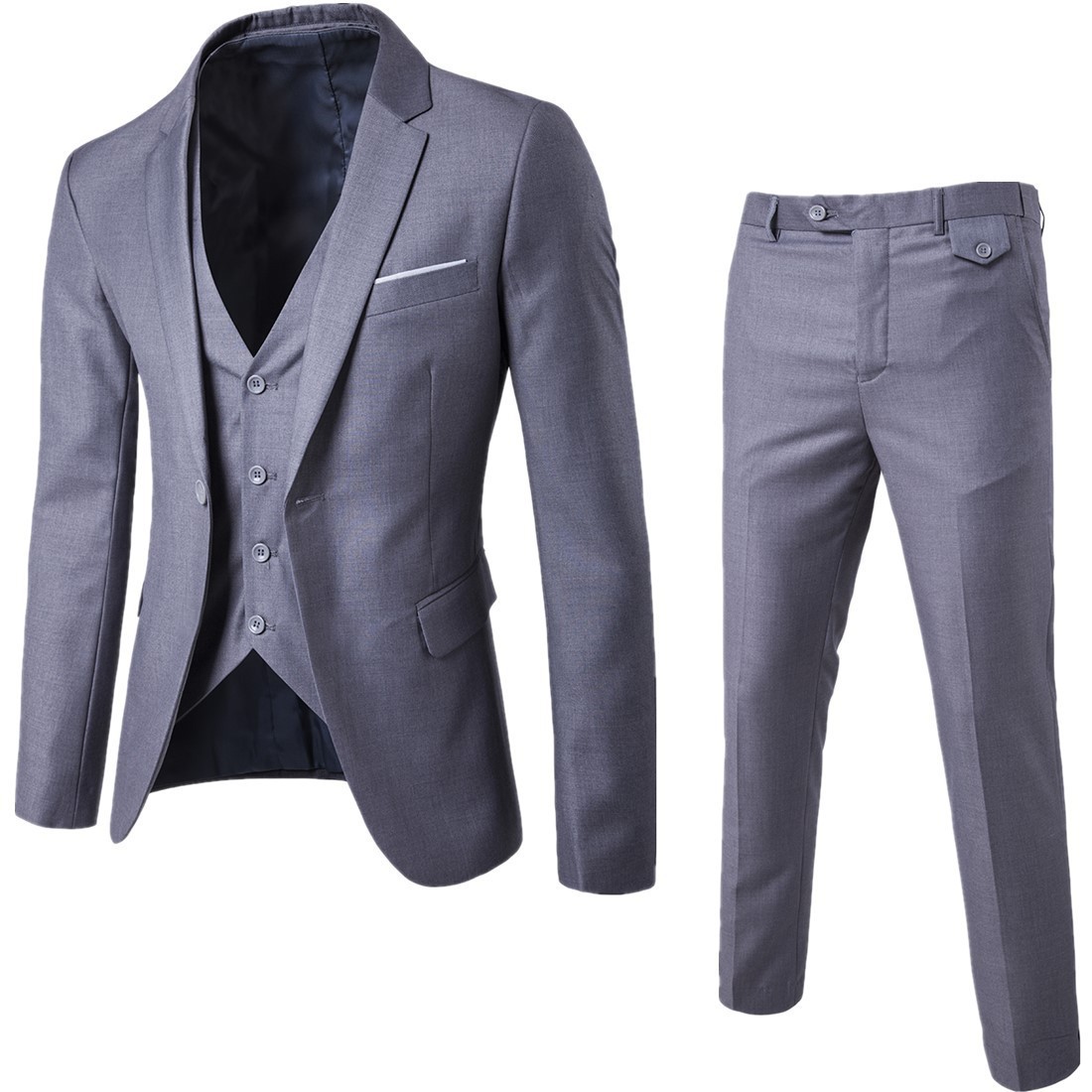 Men's two-piece suit set - Korean version slim-fit business formal suit for men - best man and groom's wedding attire