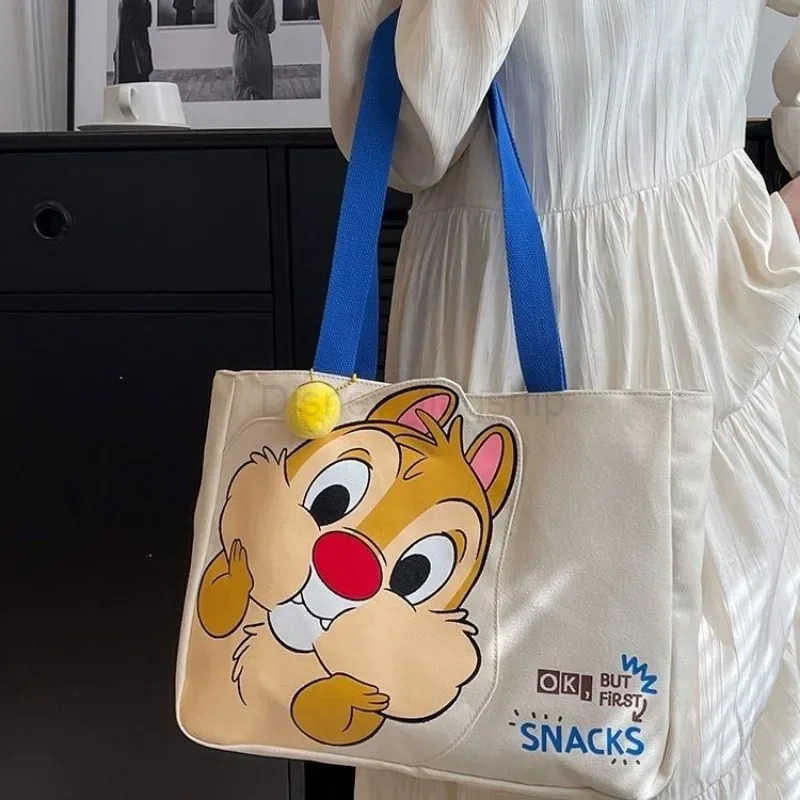 Disney New Womens Canvas Bag Large Capacity New Cartoon Chichititi Handbag Mummy Bag Fashion Shoulder Bag Casual BackpackXJ250515