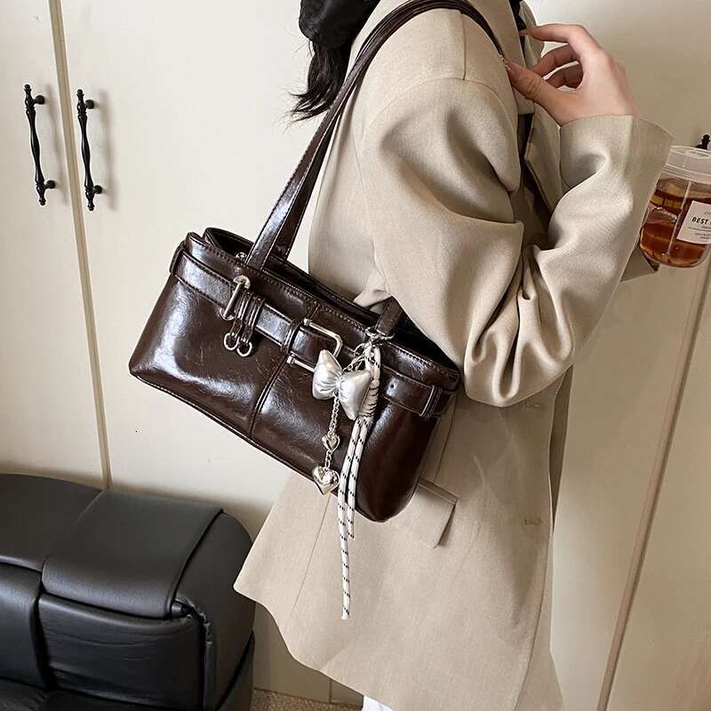 MOODS Belt Buckle Design Shoulder Satchels Bag For Women 2025 New In Designer Handbags Branded Fashion Totes With Pendant