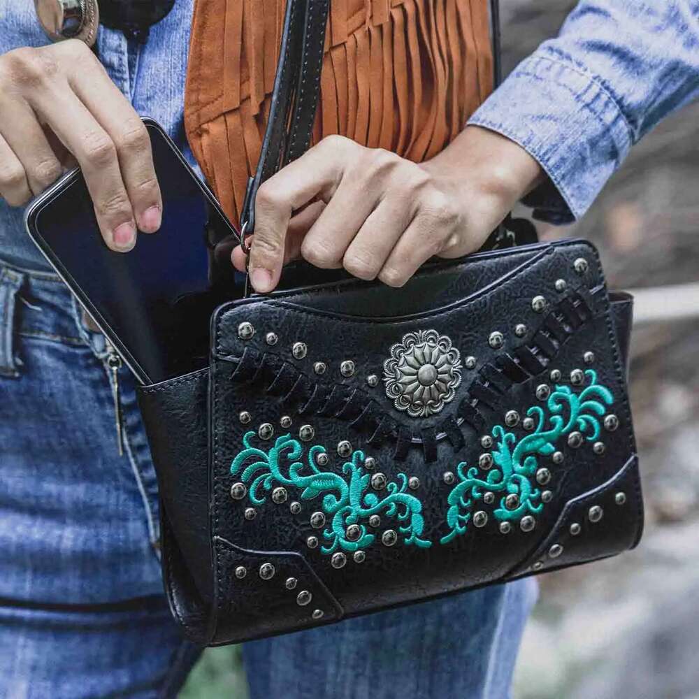 Celela Designer Handbag Original Design Women's Embroidered Western Leather Purse Shoulder Bag For Ladies Handbag