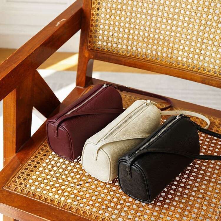 Tote Bag New Pencil Case With Top Layer High End Cylindrical Bag Women S Leather Handbag Crossbody KQ