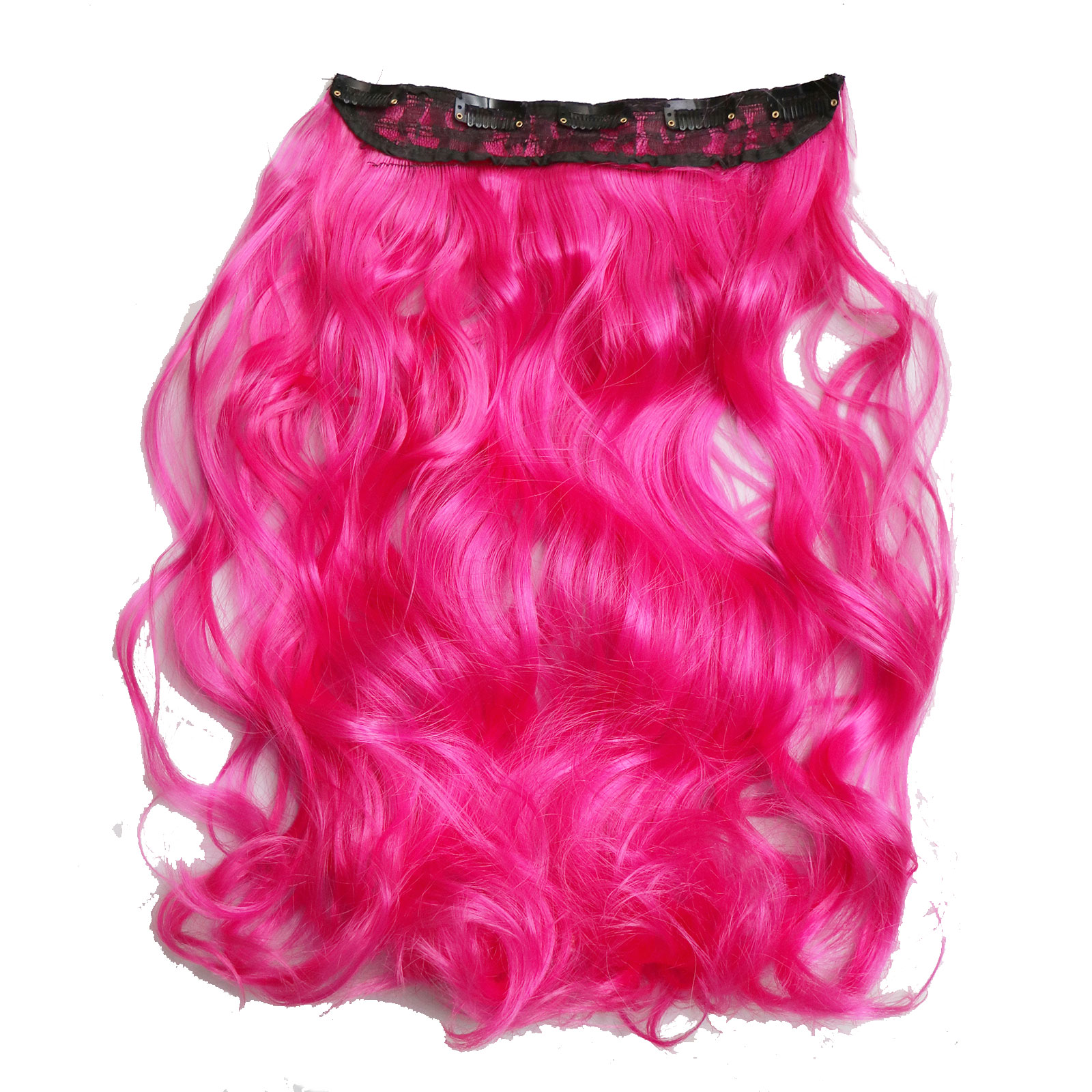 Synthetic Long Wavy 5 Clip In Hair Extensions 22Inch Synthetic Fiber Heat Resistant Hairpiece Black Pink False Hair Daily Use