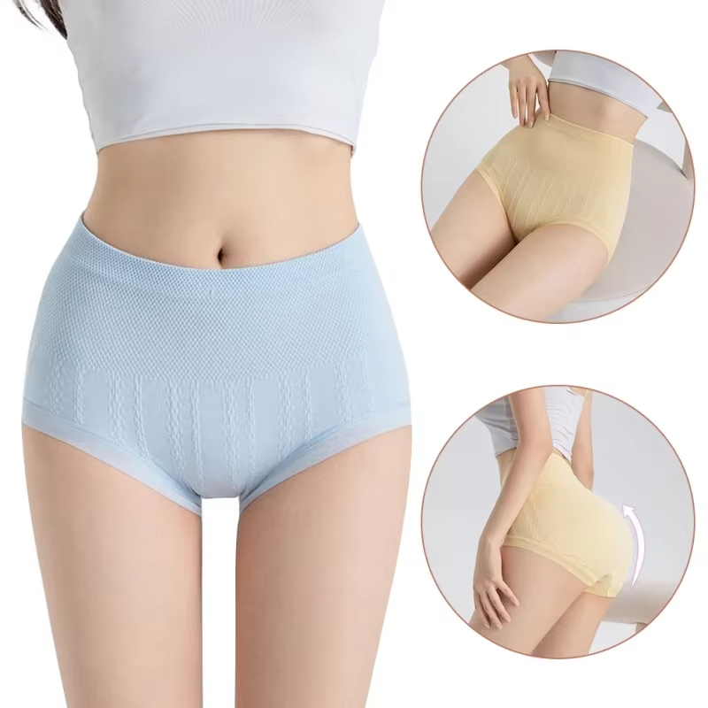 High-Waist Cotton Underwear Elastic Slimming Underpants Comfortable Breathable Plus Size Underpants Breathable Women's Seamless Triangle Waist Sh
