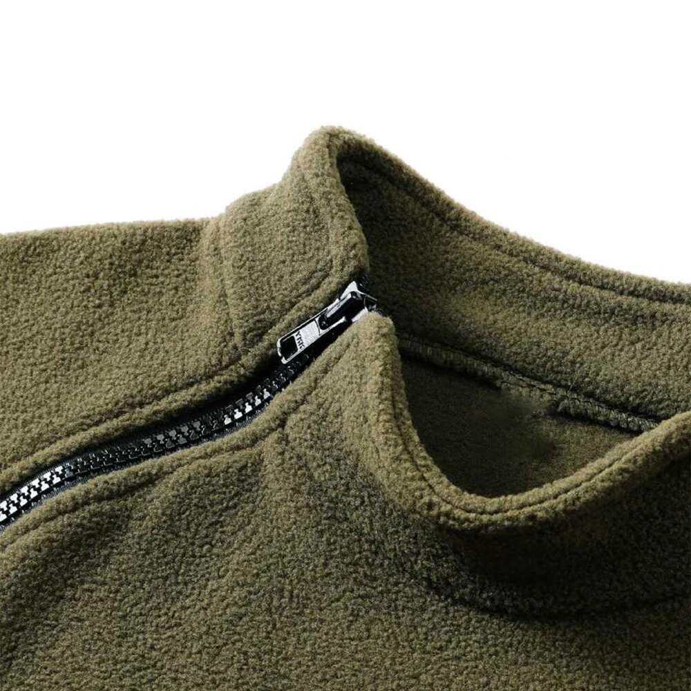 Winter Fleece Men's Pullover Solid Color Tactical Outdoor Jacket Standing Collar Sportwear Windproof Coats Male Thick Sweatshirt Designer