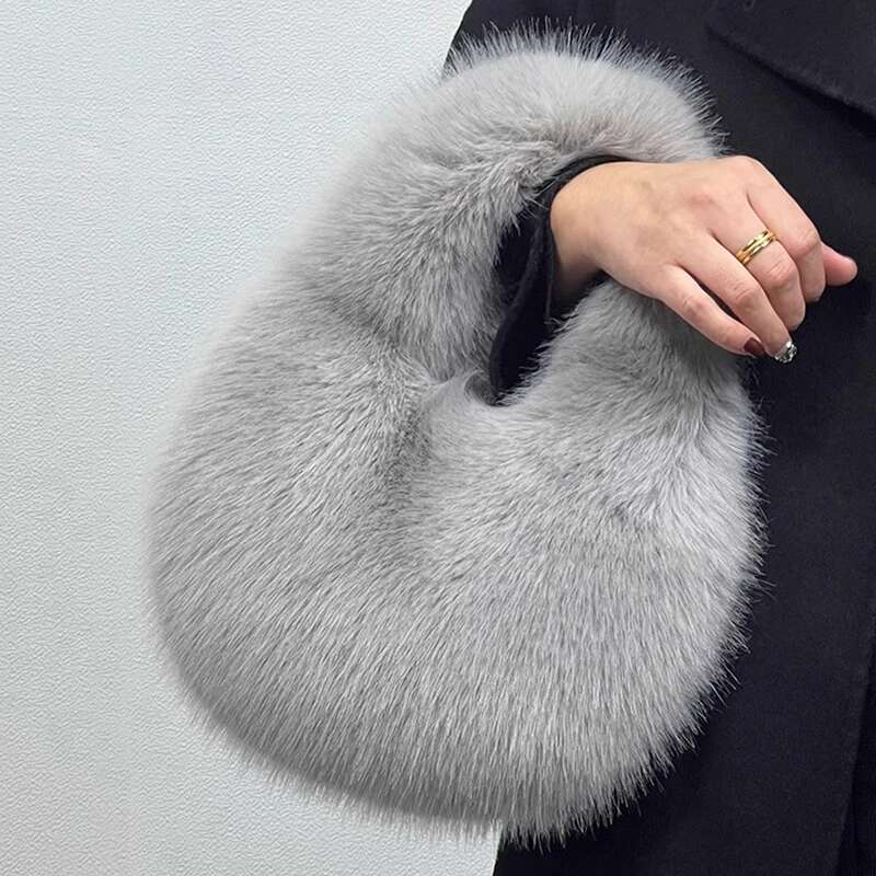 Faux Fur Ladies Shoulder Soft Plush Evening Tote Handbag Women's Clutch Fluffy Crossbody Bag
