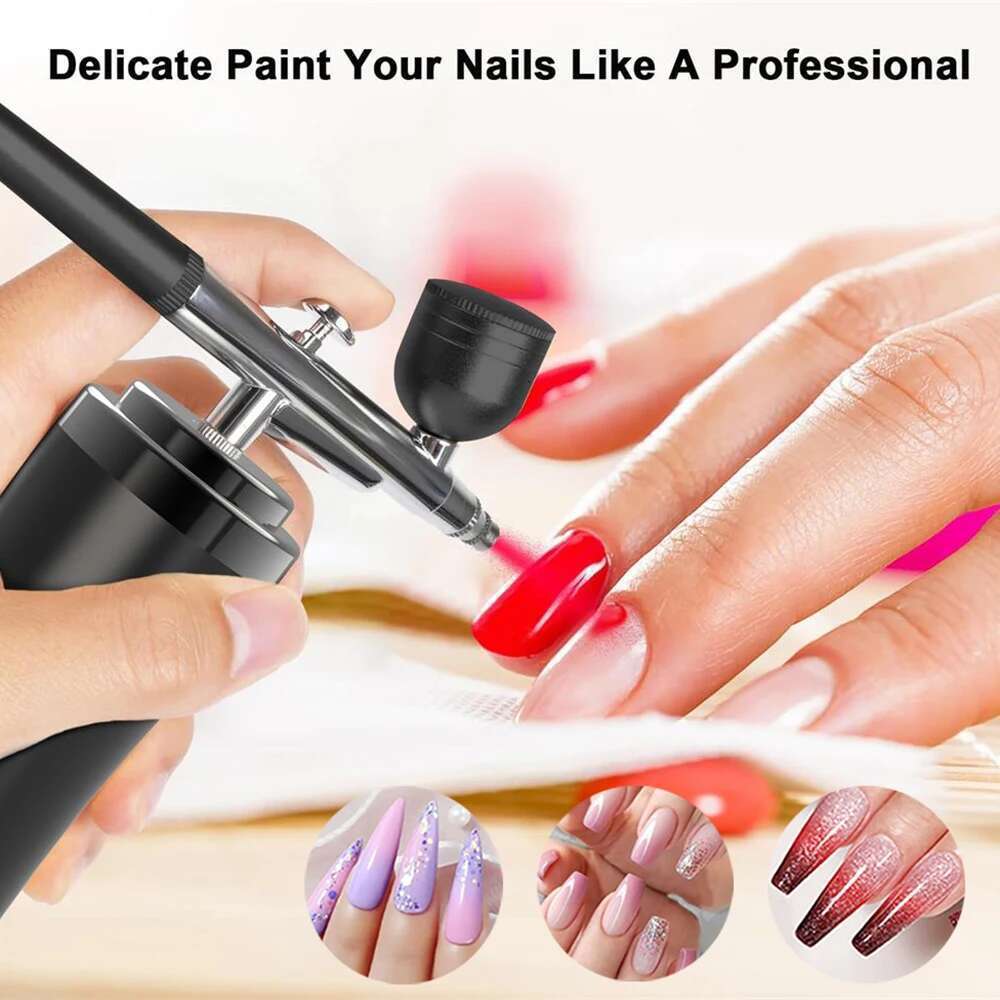 With Portable Airbrush Nail Art Compressor For Cake Painting Crafts Air Brush Kit Nails Spray