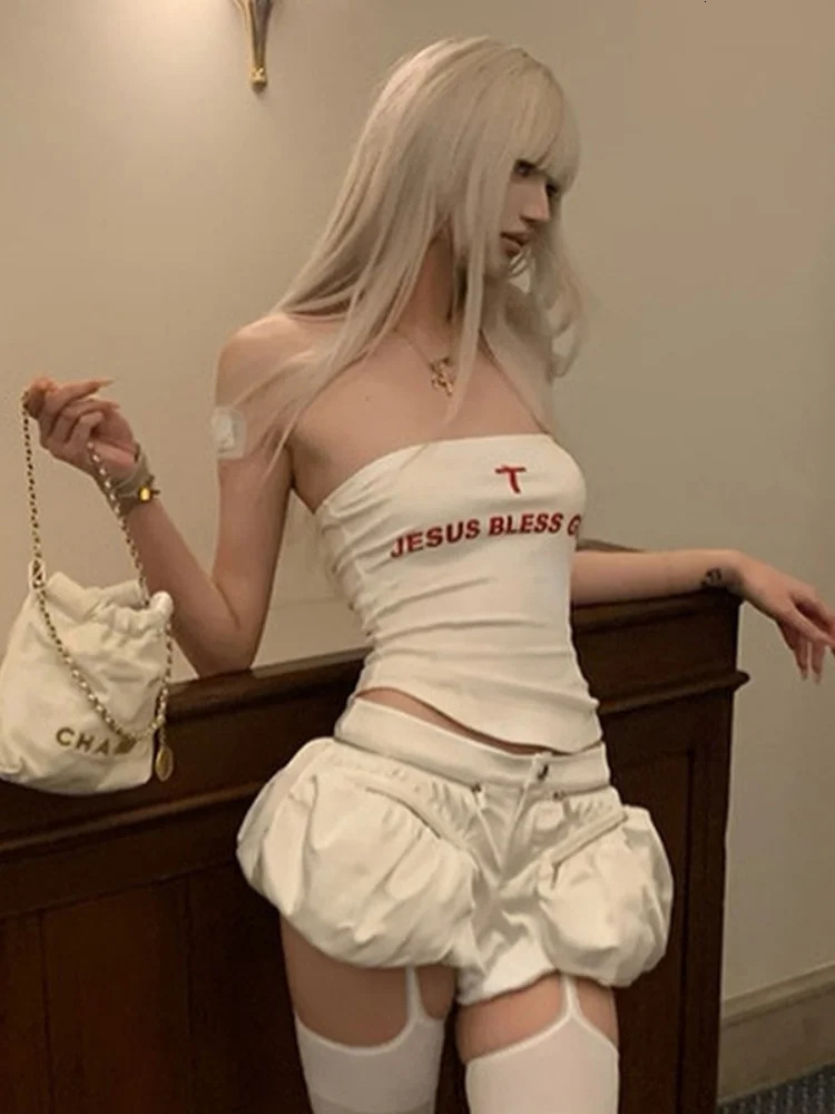 Letters Print Tube Top Sexy Strapless Bra Bustier Sleeveless Bralette For Women Summer Outfits Brasier Sin Tirantes Y2k Clothes 250515