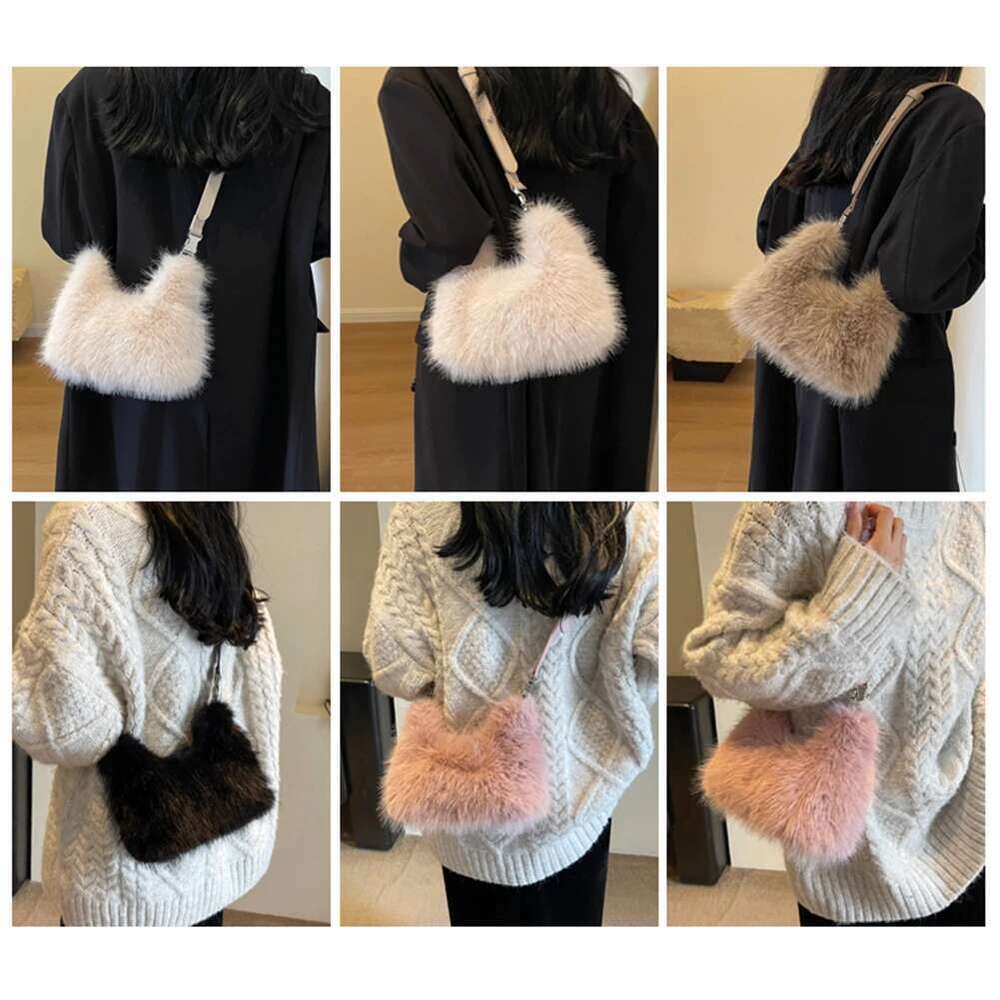 Shoulder Soft Fluffy Crossbody Faux Fur Handbag Winter Women's Bag 2024 Ladies Clutch Purse For Women