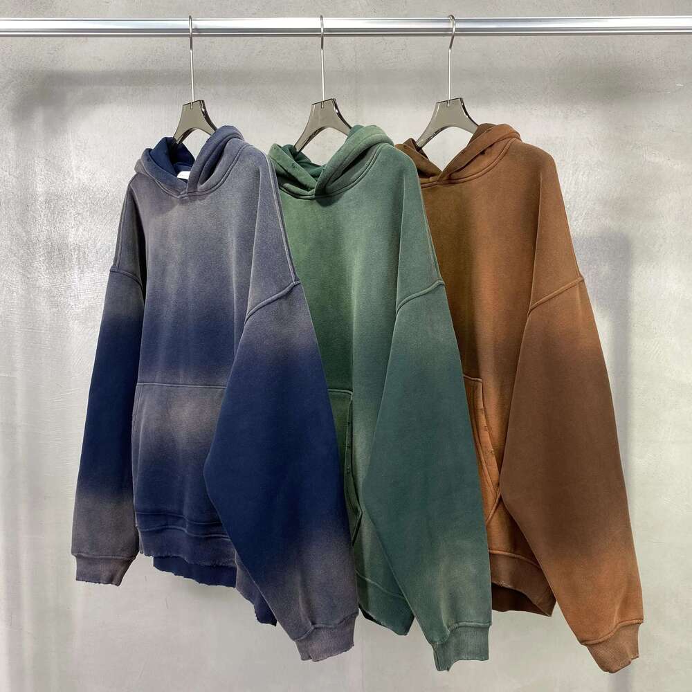 Solid Color Blanks Plus Fleece Thicken Spray-Dyed Aged Hoodie Designer