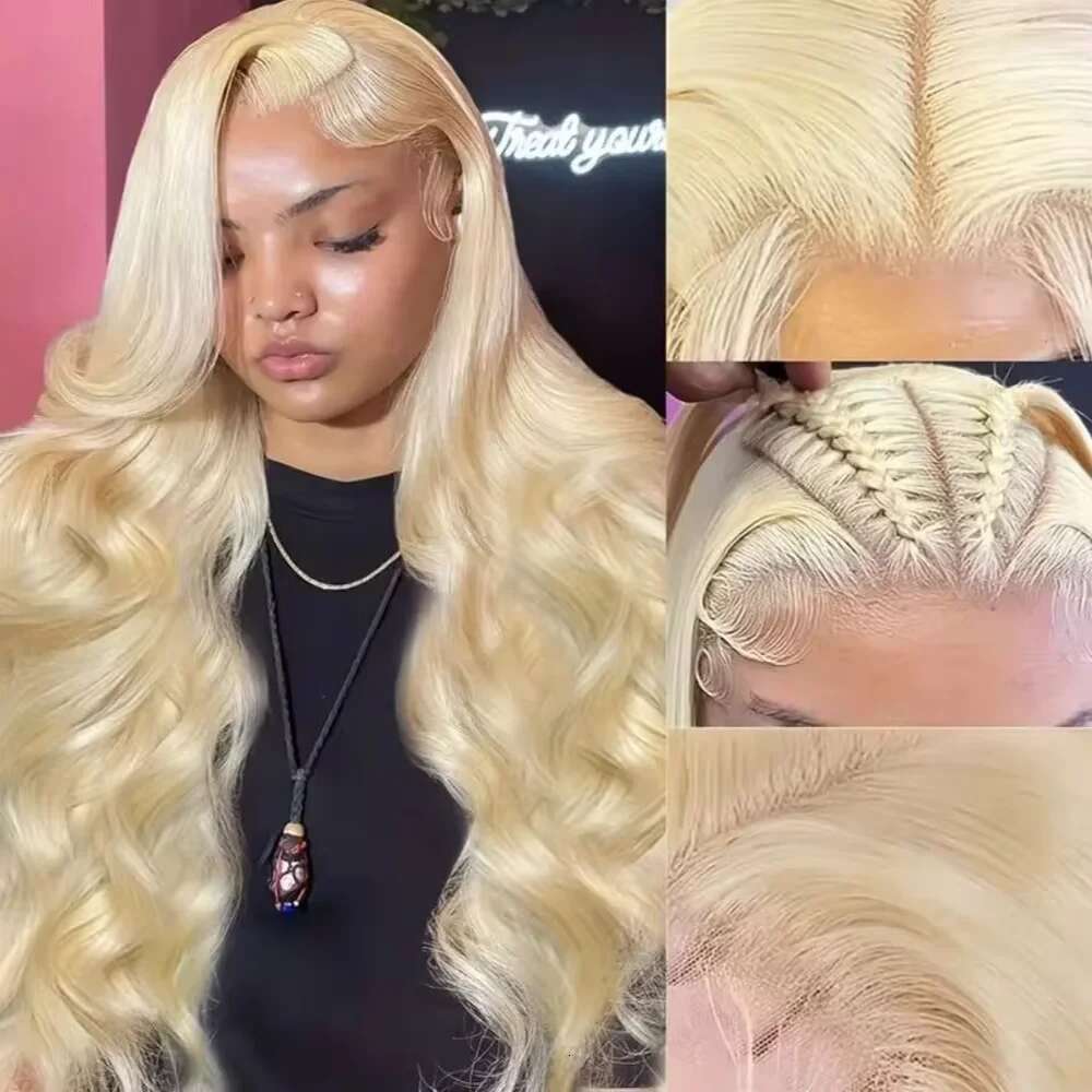 Blonde Body Wave Lace Front Wig HD Transparent 13X4 13X6 Human Hair 613 Pre Plucked Full Frontal Wigs 200% 40 46 Inch