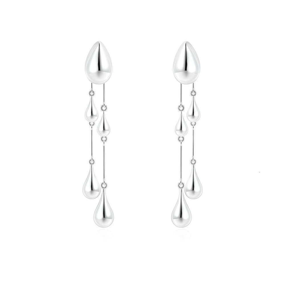 Small niche front and rear double wearing long 2024 new high-end water droplet fringe design earrings