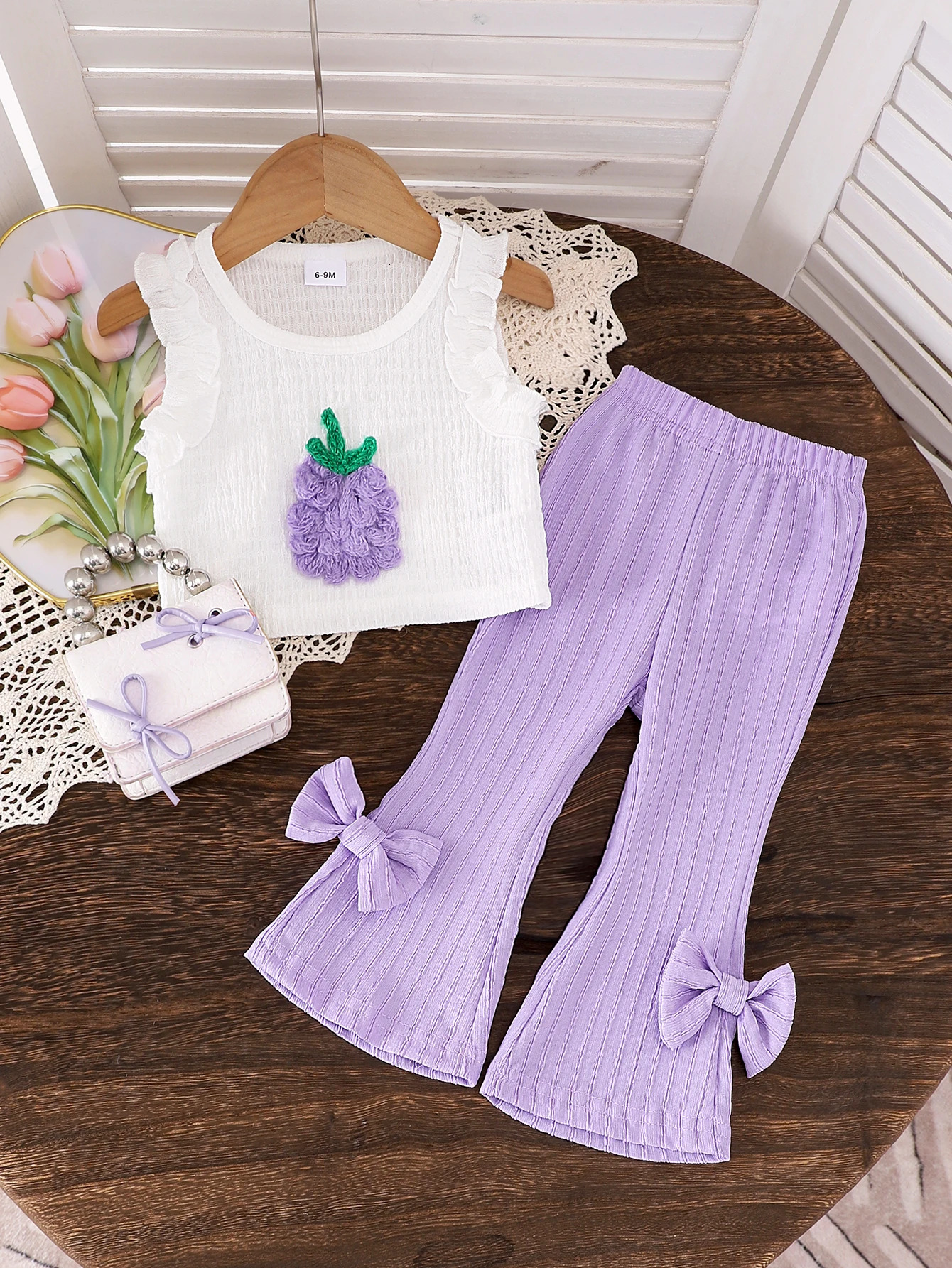 2PCS Summer Girl 2-7 Years Old Sweet And Cute Strawberry Chapter Rice White Vest Trousers 250515