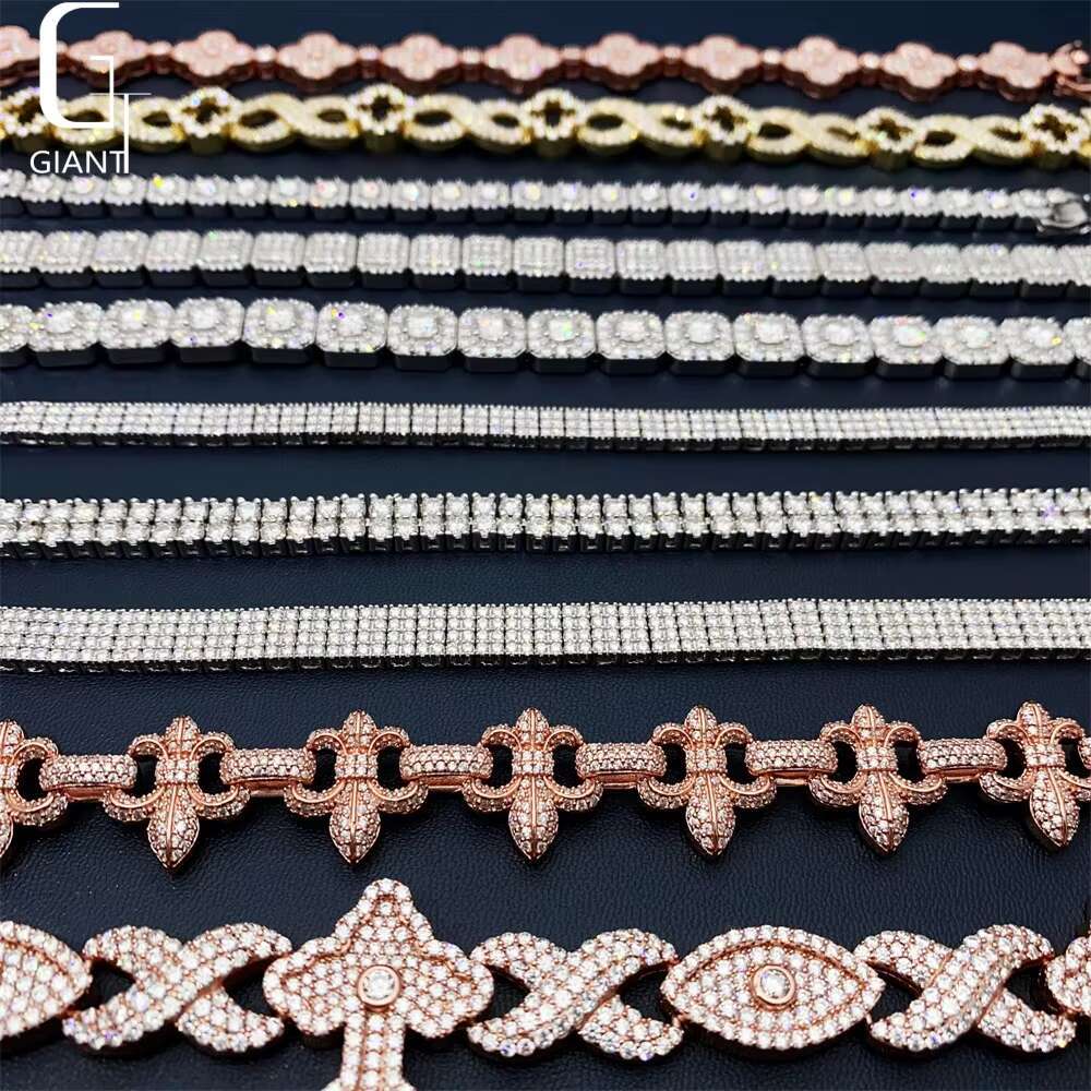 Sier VVS Moissanite Dia Bracelet New Arrival Hip Hop Style Jewelry Custom Iced Out Cross Infinity Cuban Link Chain
