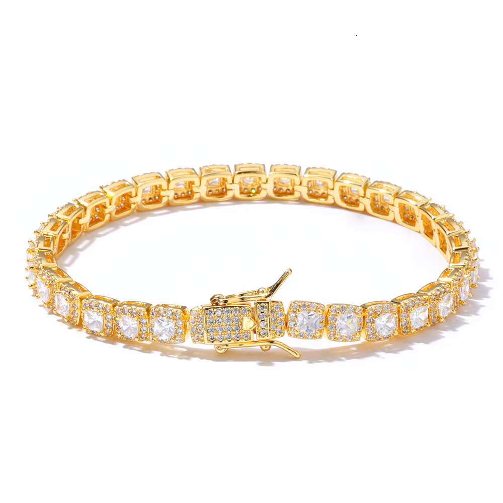 European American Hip-Hop Cross-Border S925 Silver Moissanite Full Diamond Rock Candy Bracelet High-End Mens Jewelry Trendy