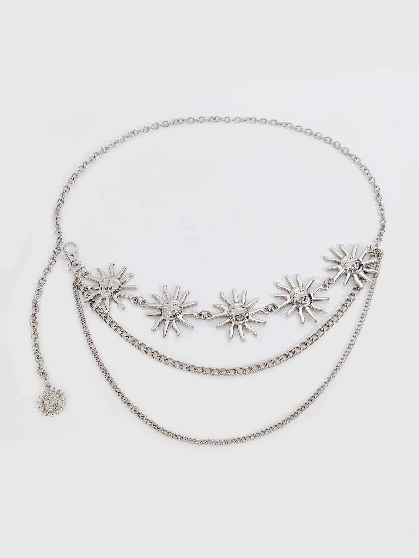 Tassel Waist Gold Chain Belt Female Harajuku Accessory Y2K Punk Silver Metal Sun Belts For Women High Quality Luxury Waistband Y250515