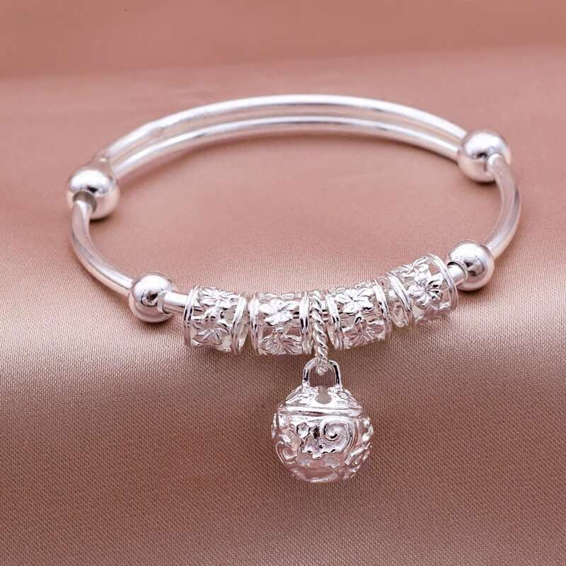Fashion Sterling Sier Adjustable Bracelets For Women Designer Bell Pendant Ball Bracelet Bangle Charms Jewelry Gift