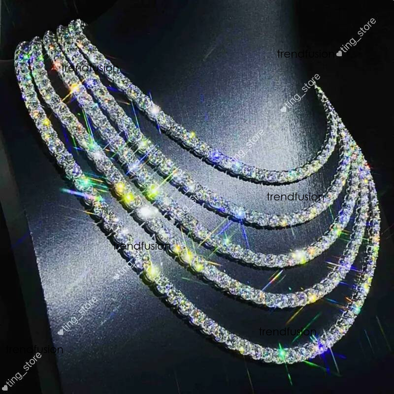 necklace moissanite chain Custom Sier Real White 5mm Moissanite Dia Tennis Gold Chain Necklace