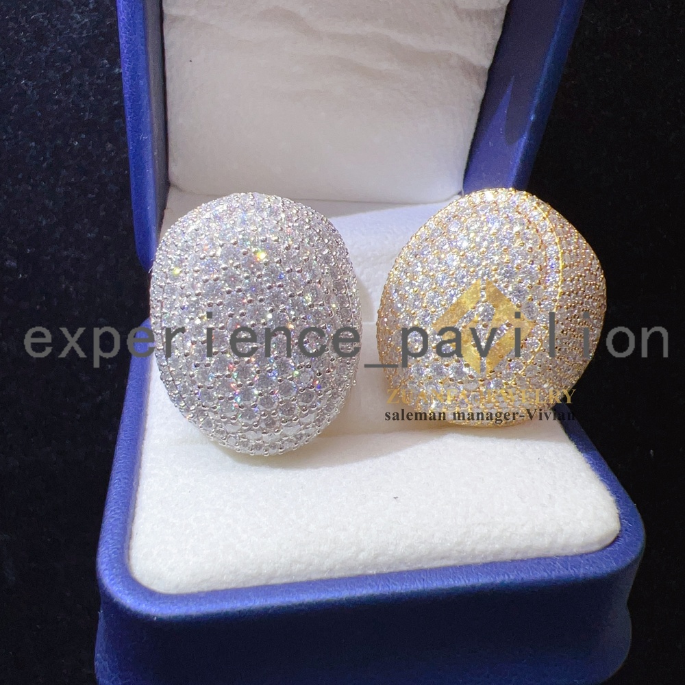 Luxury Hip Hop Men Diamond Vvs Moissanite Rings Sterling Silver 925 Fine Jewelry Iced Out Ring