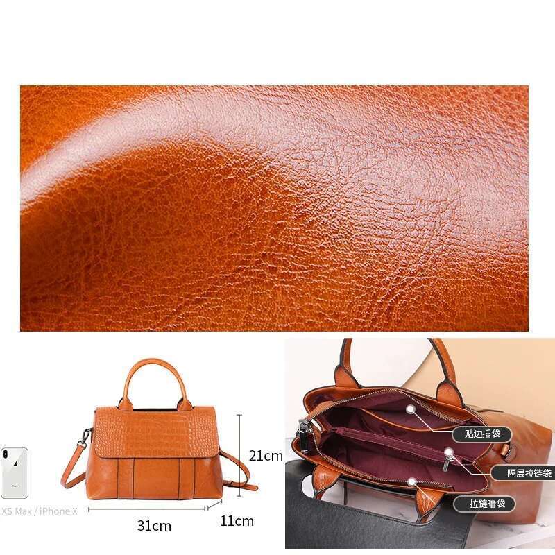Design Women's Shoulder Crocodile Print Cow Leather Large Capacity Tote Fashion Handbag Crossbody Bag For Women