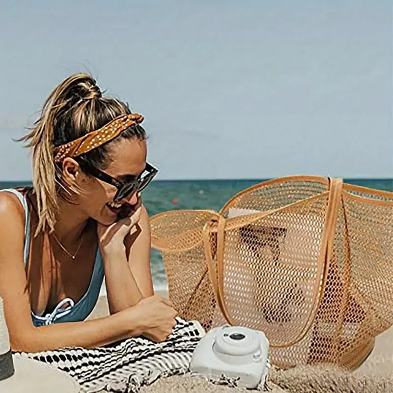 Mesh Beach Tote bag for Womens Shoulder Handbag Causal Hobo Pool Bags travel beach swimming bowls beach bags 250515